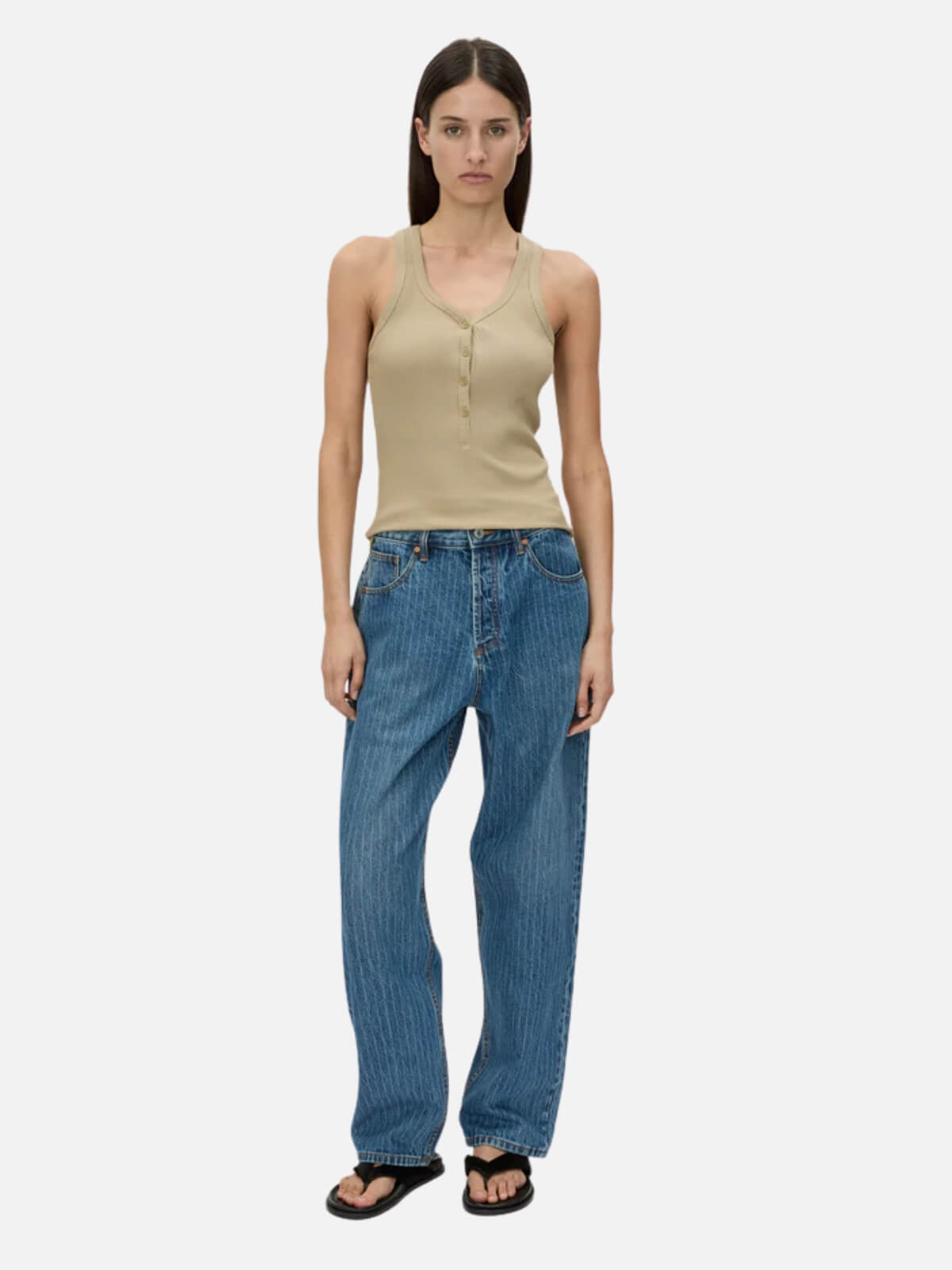 Nora Button Down Tank - Sepia