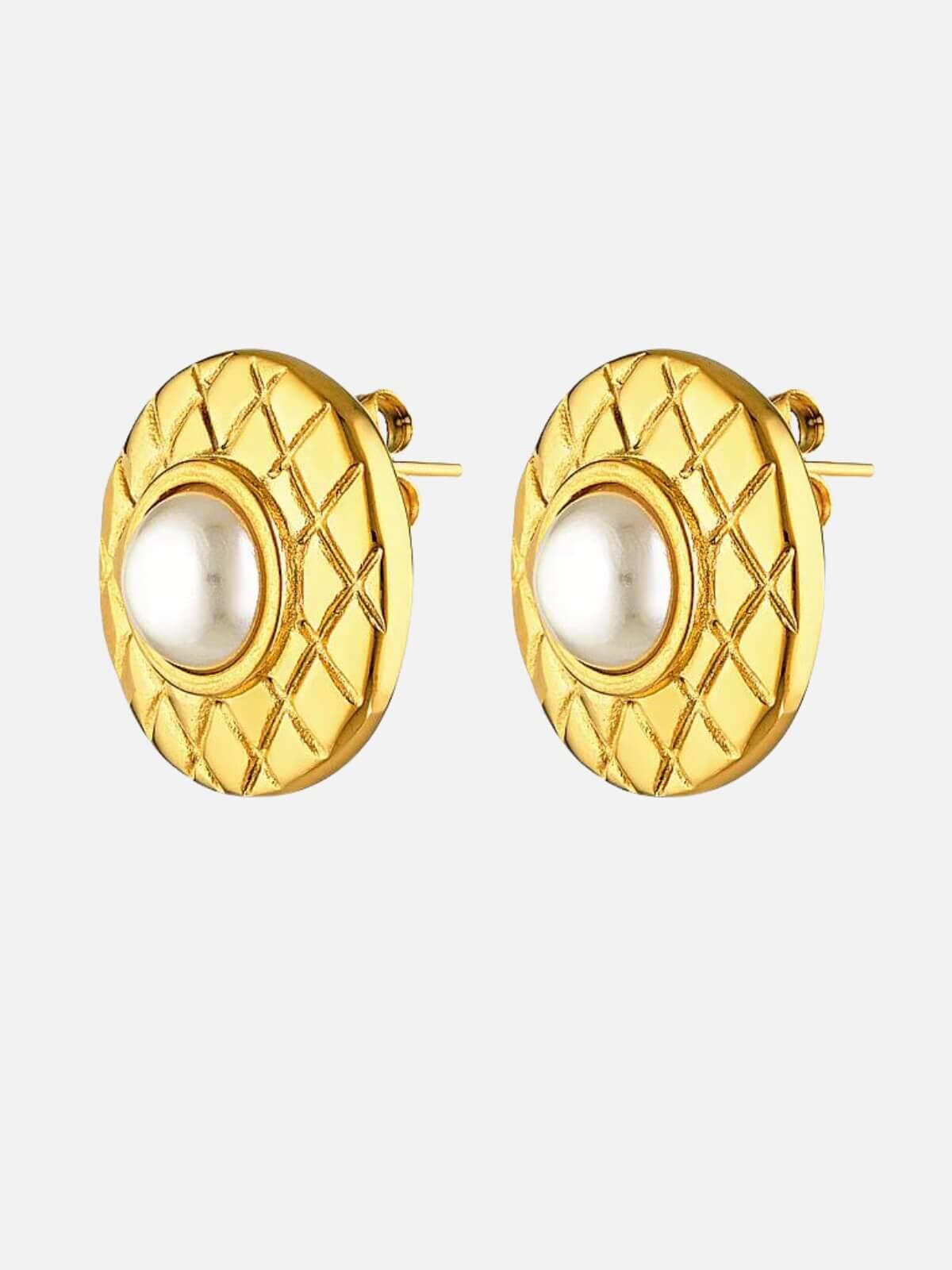 Cendre | Marni Pearl Stud Earrings - Gold | Perlu 