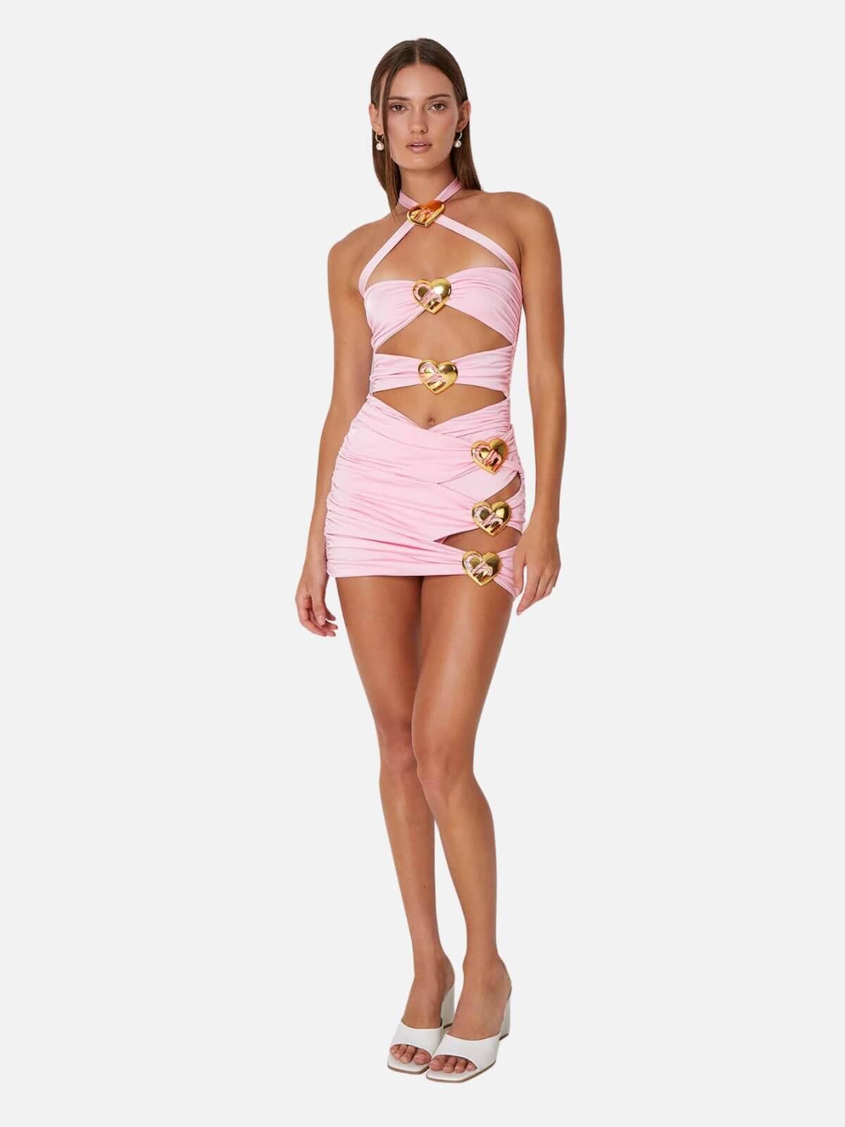 Coupe Heart Cut Out Mini Skirt - Ballet Pink Skirts Cin Cin 