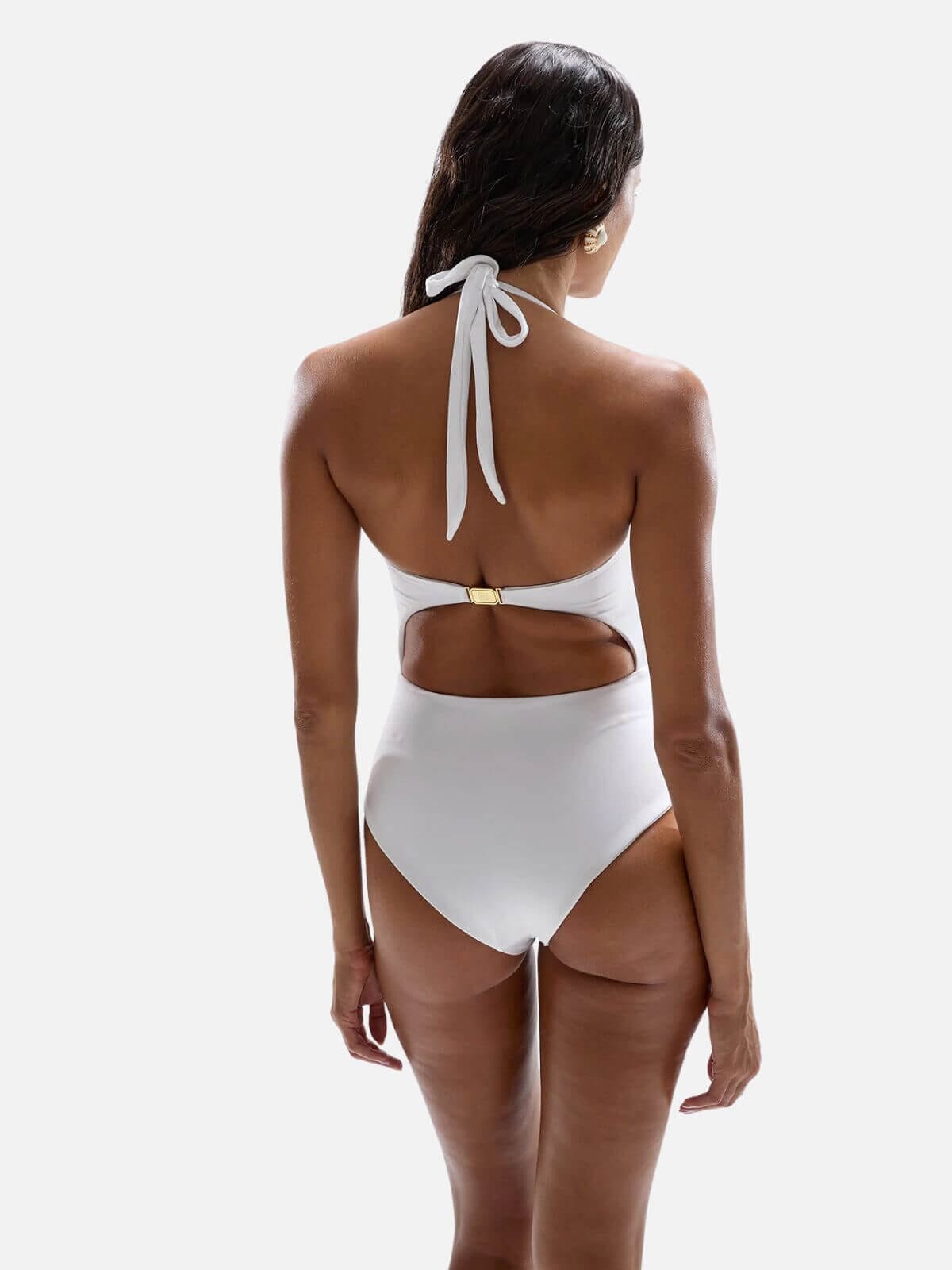 Cin Cin | Diamond Heart Cut Out Swimsuit - Pearl | Perlu