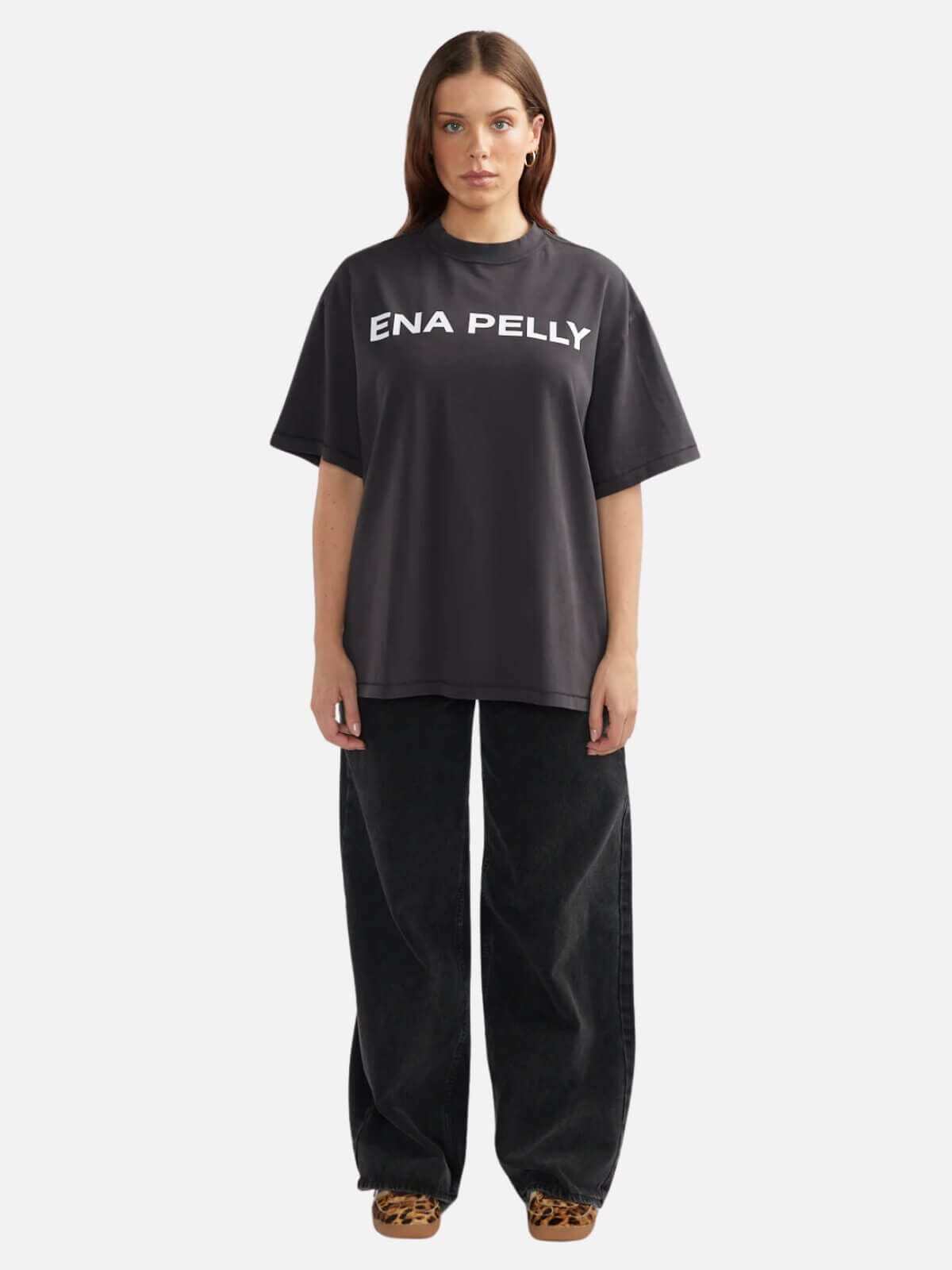 Ena Pelly | Chloe Oversized Tee Core Logo - Vintage Black | Perlu