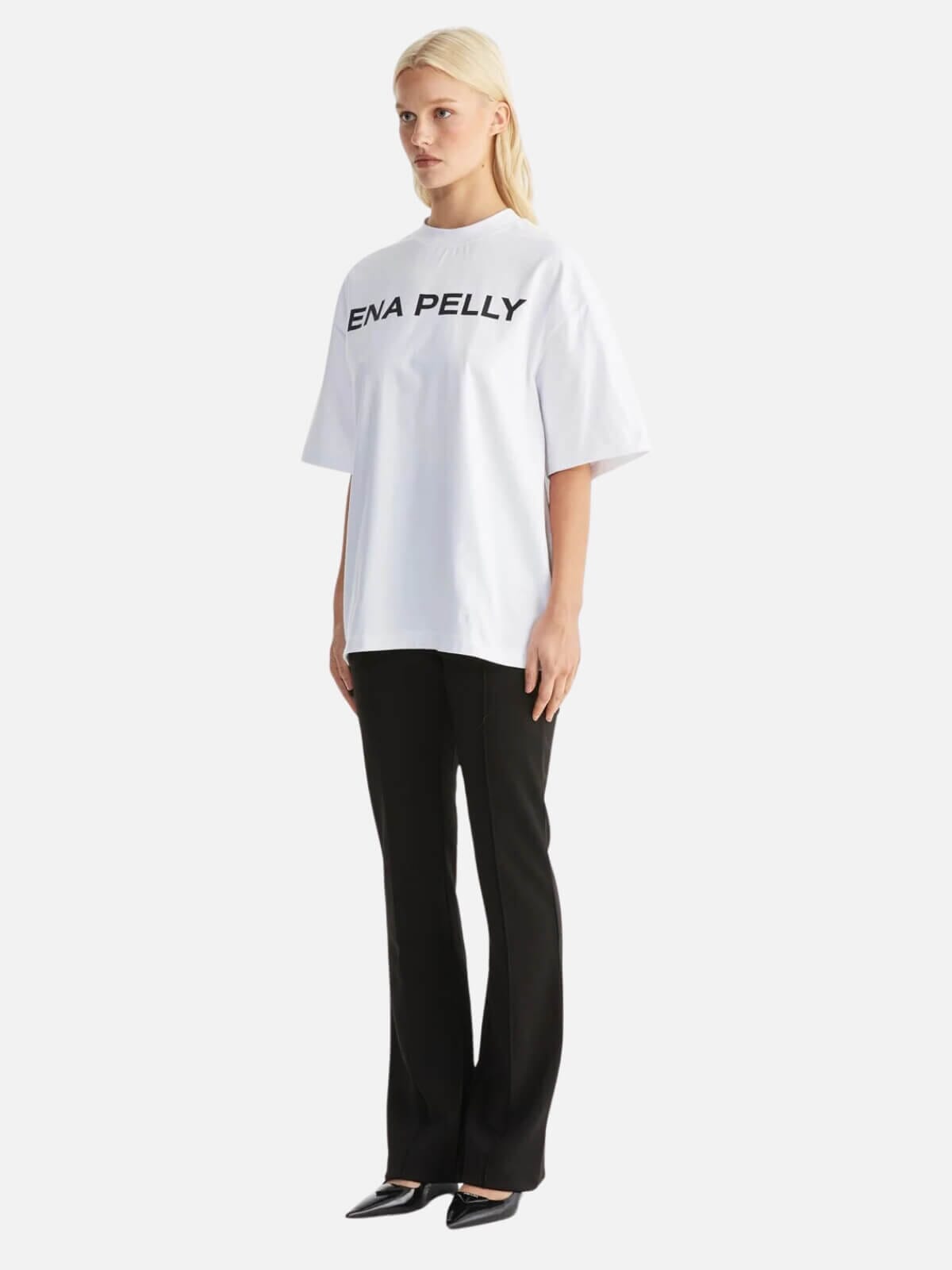 Chloe Oversized Tee Core Logo - White Tops Ena Pelly 