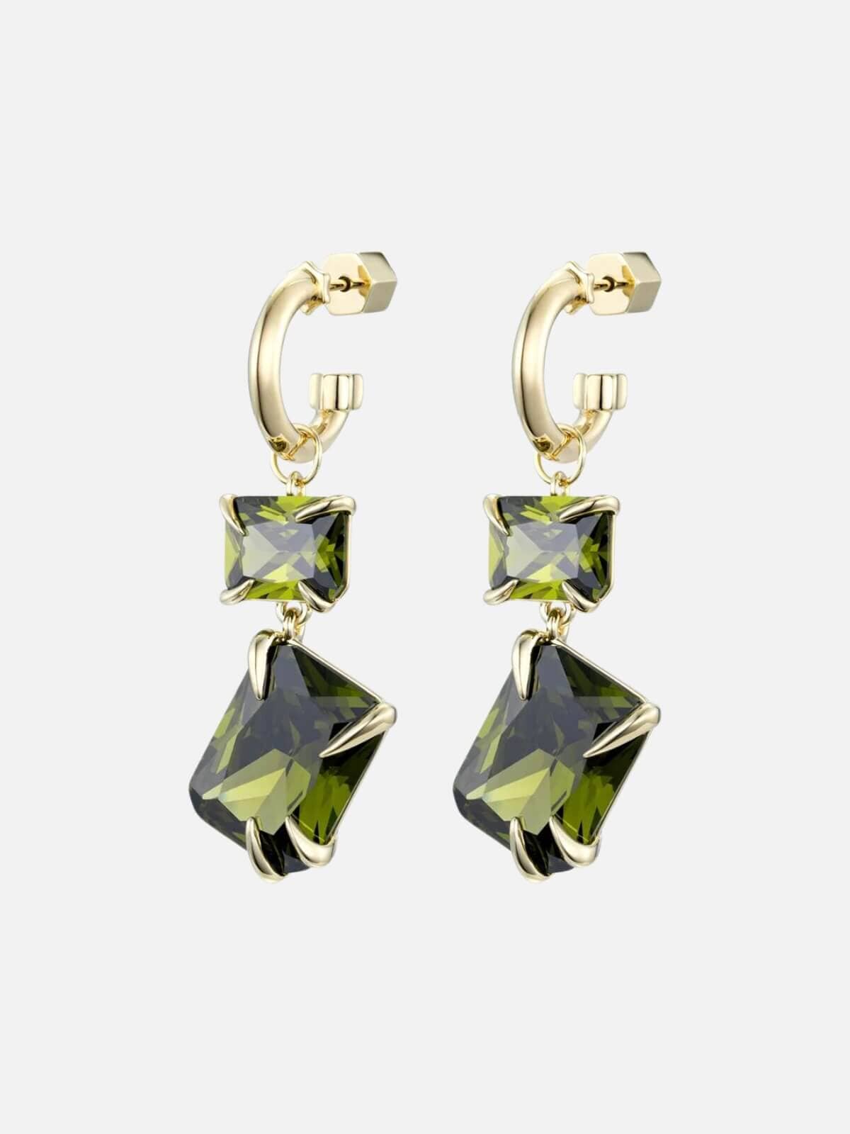 F+H | Claw Double Drop Earrings: Brass + 18K Gold + Peridot | Perlu