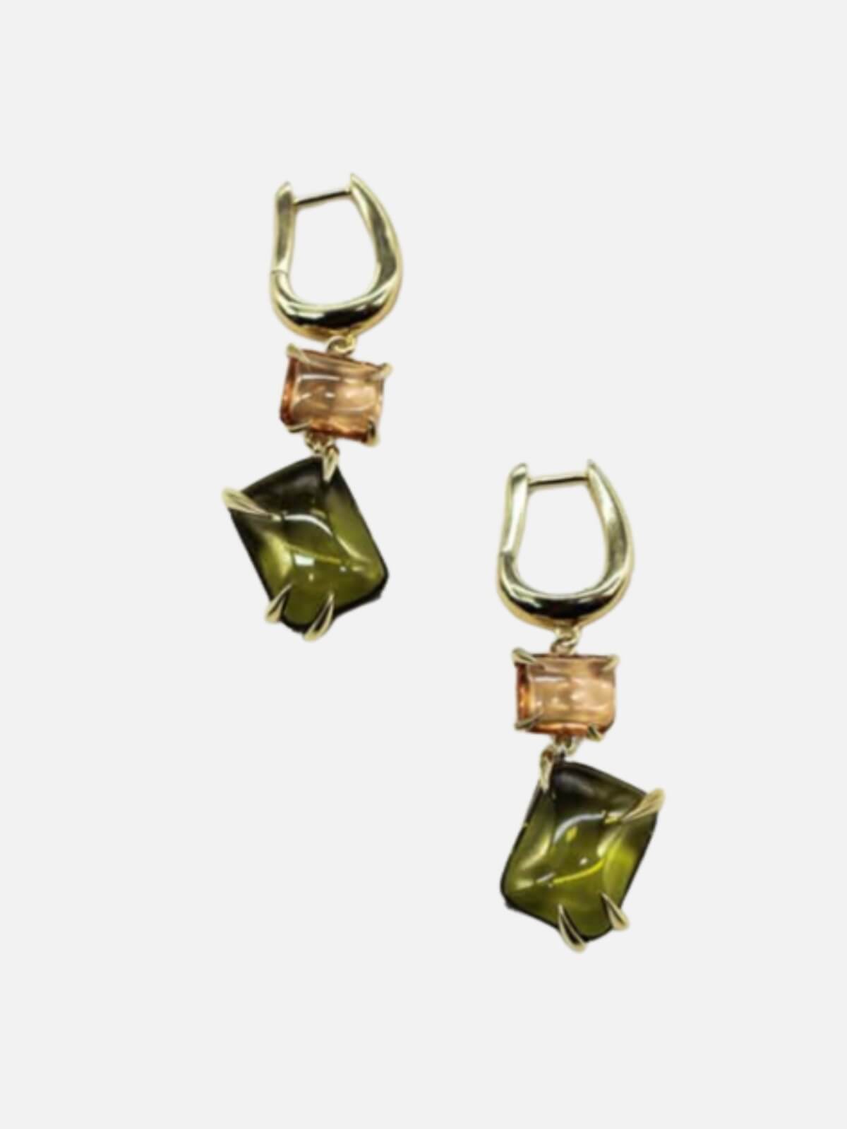Double Drop Claw Earrings: Peridot + Citrine