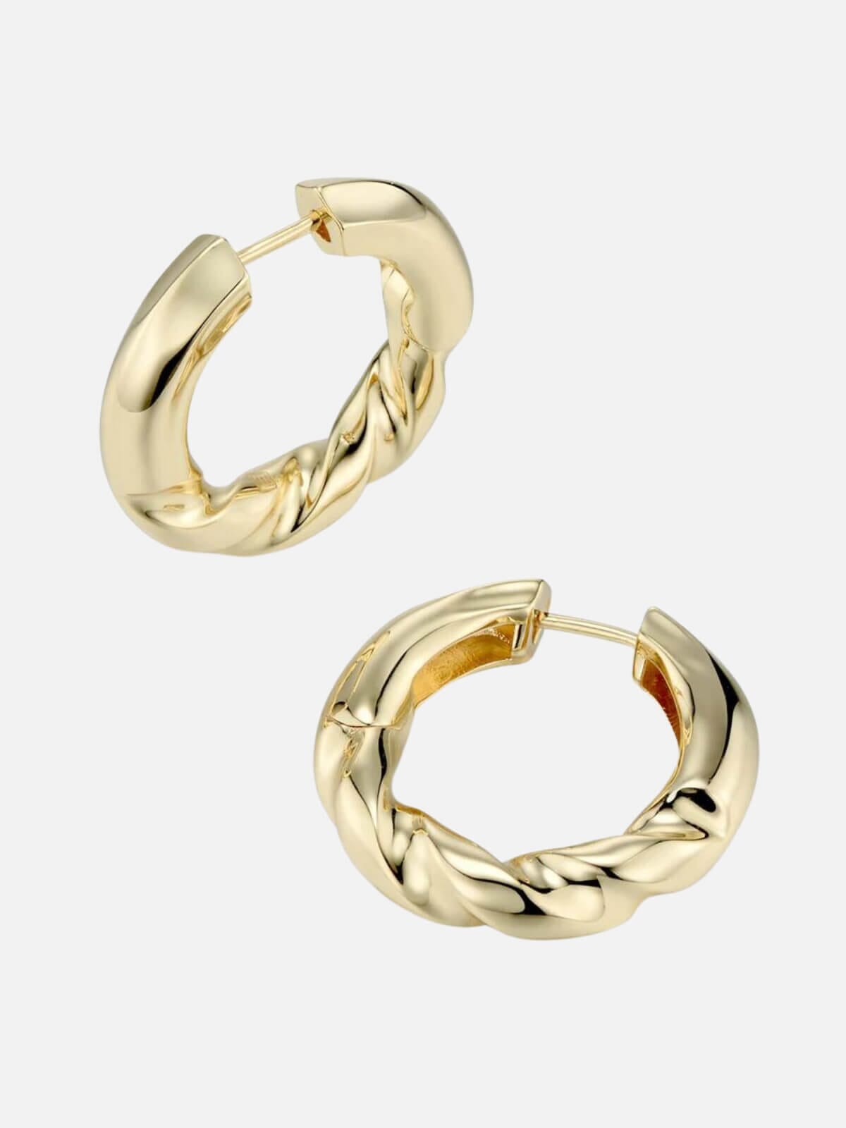 F+H | Drill Bit Hoop Earrings Large : Brass + 18K Gold | Perlu