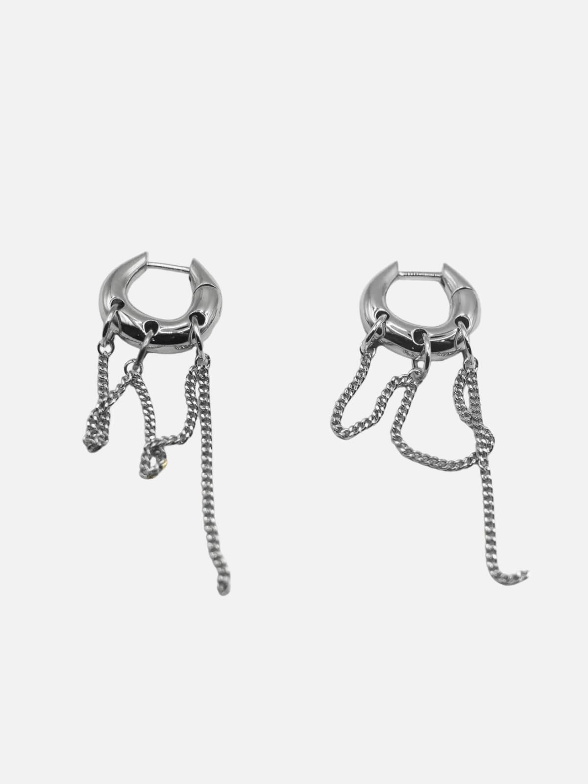 Dripping Chain Huggie Earrings - Brass + Sterling Silver Plating