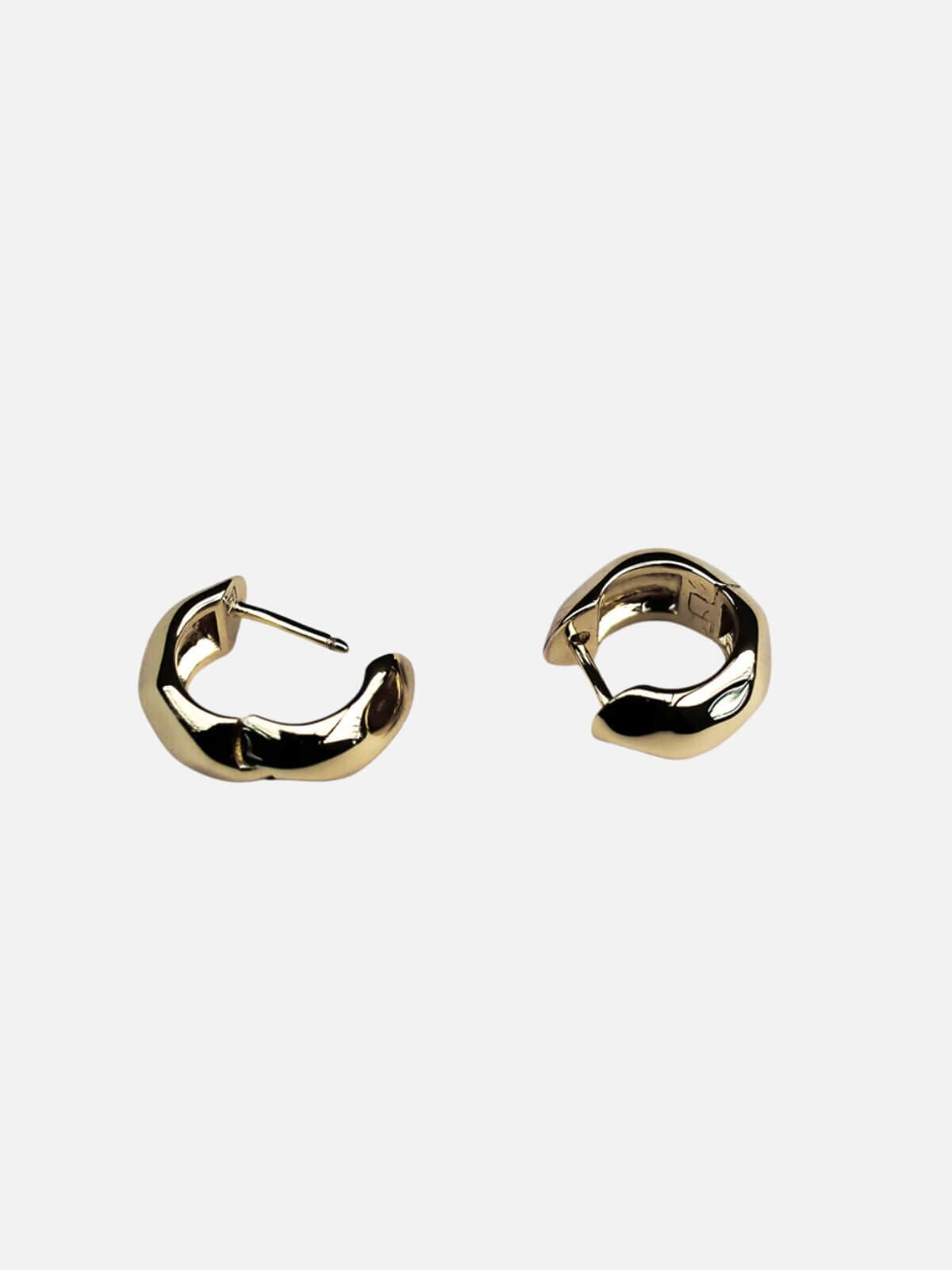 F+H | Hammered Huggies: Brass + 18k Gold Plating | Perlu