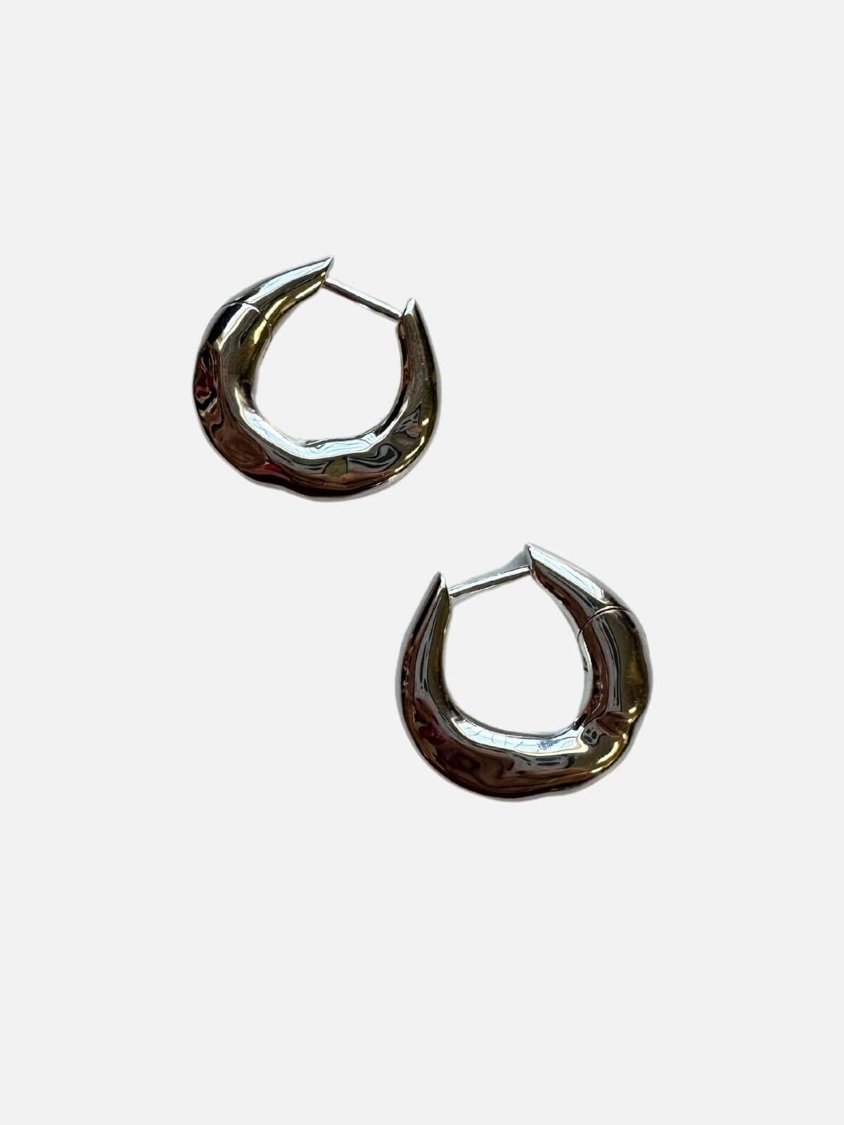 F+H | Wonky Hoop Earrings: Brass + Sterling Silver Plating | Perlu