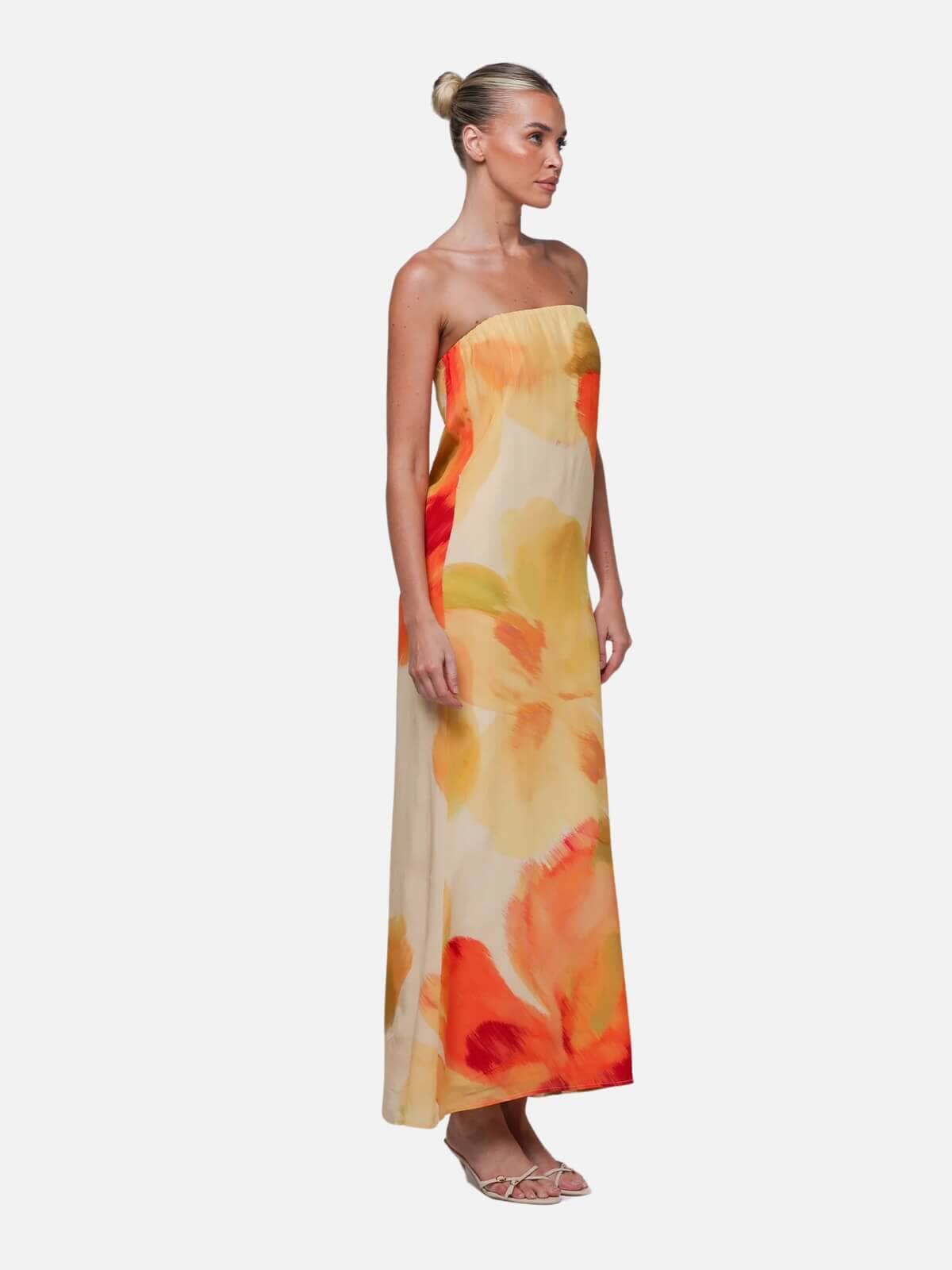 Abbie Strapless Maxi Dress - Marigold