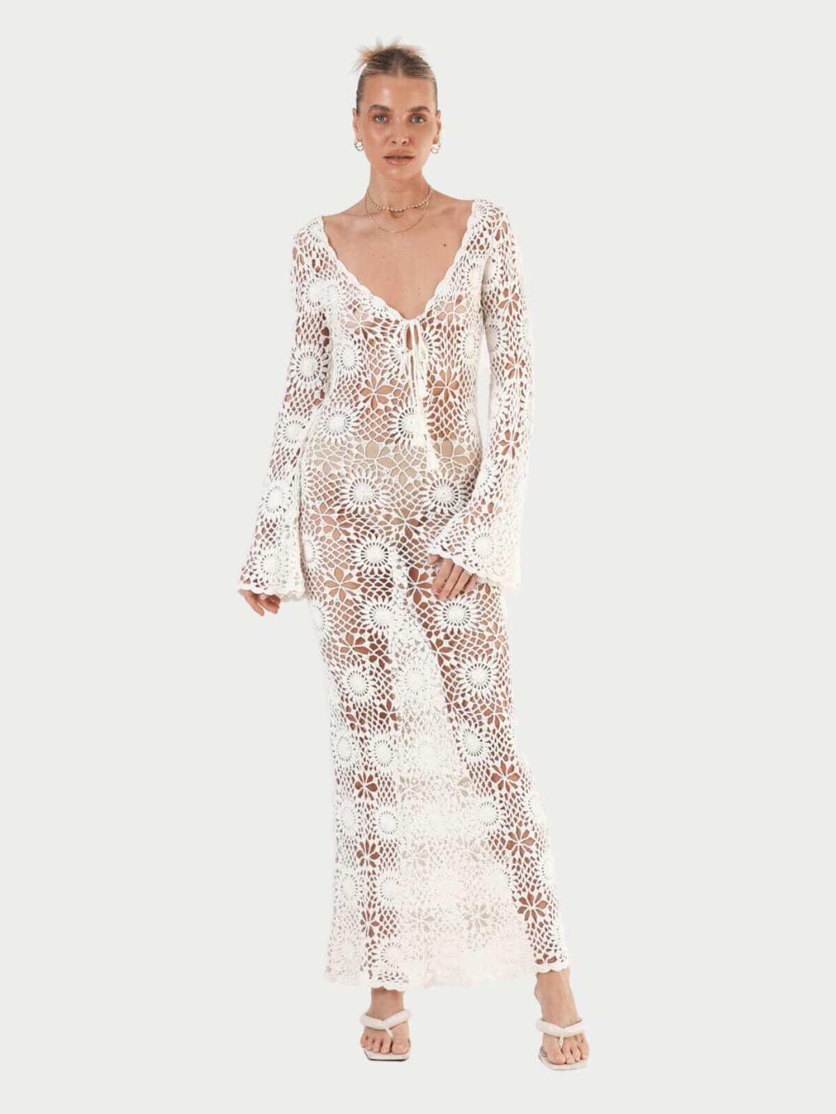 Isabelle Quinn | Imogen Crochet Maxi Dress - Ivory | Perlu