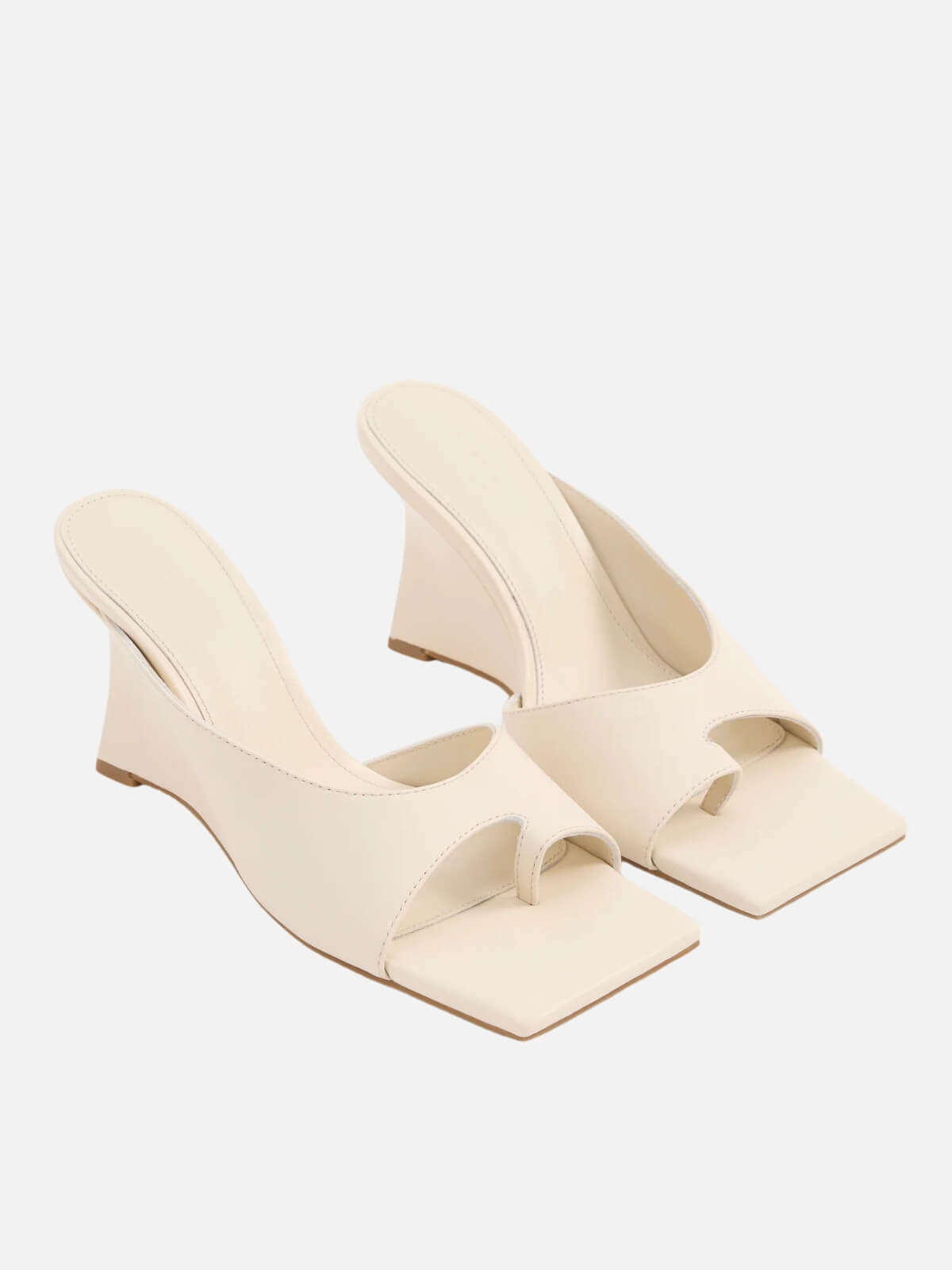 Shiva Leather Wedge - Ivory