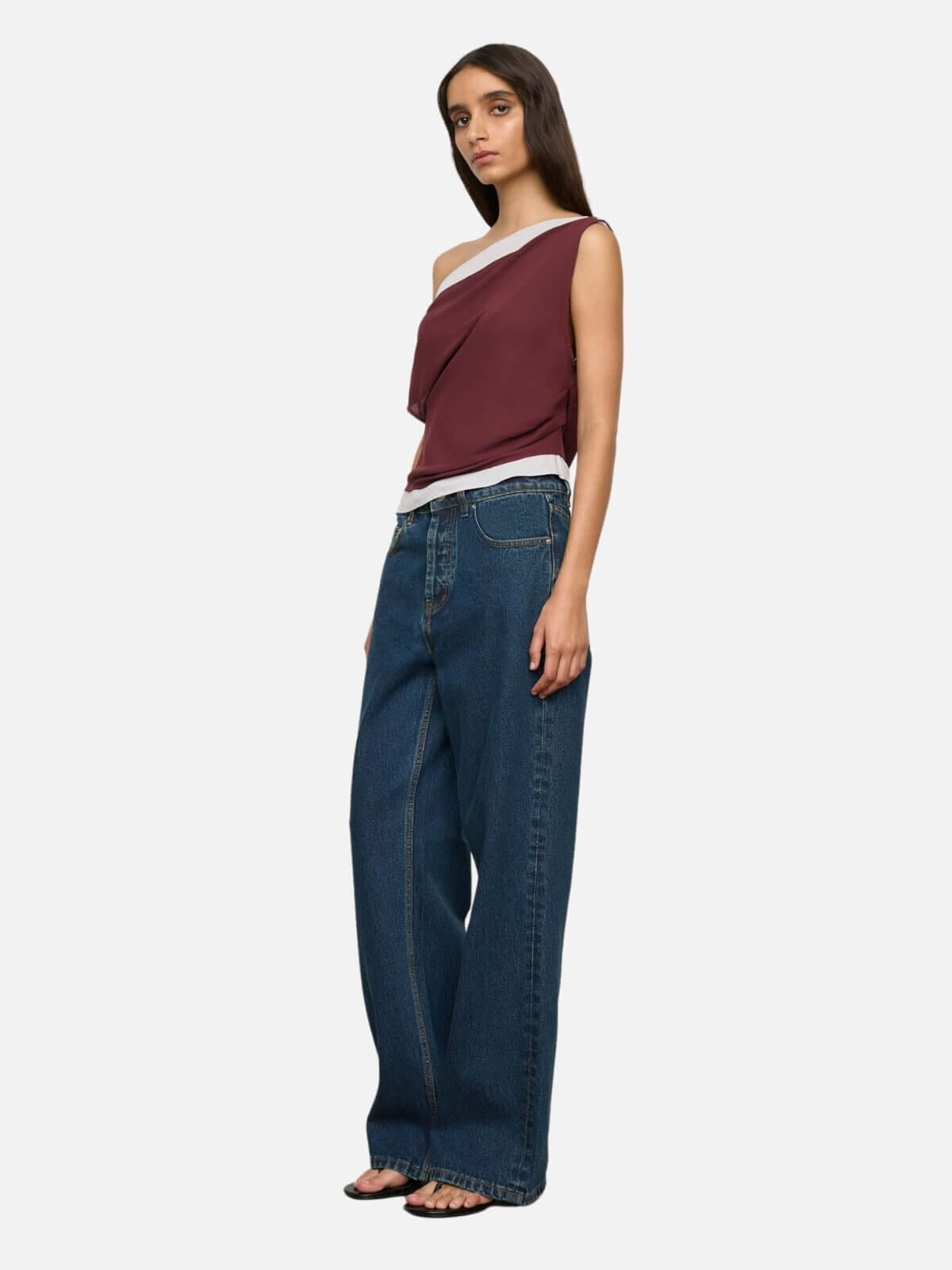 Bardot Top - Merlot/Silver Tops One Of Others 
