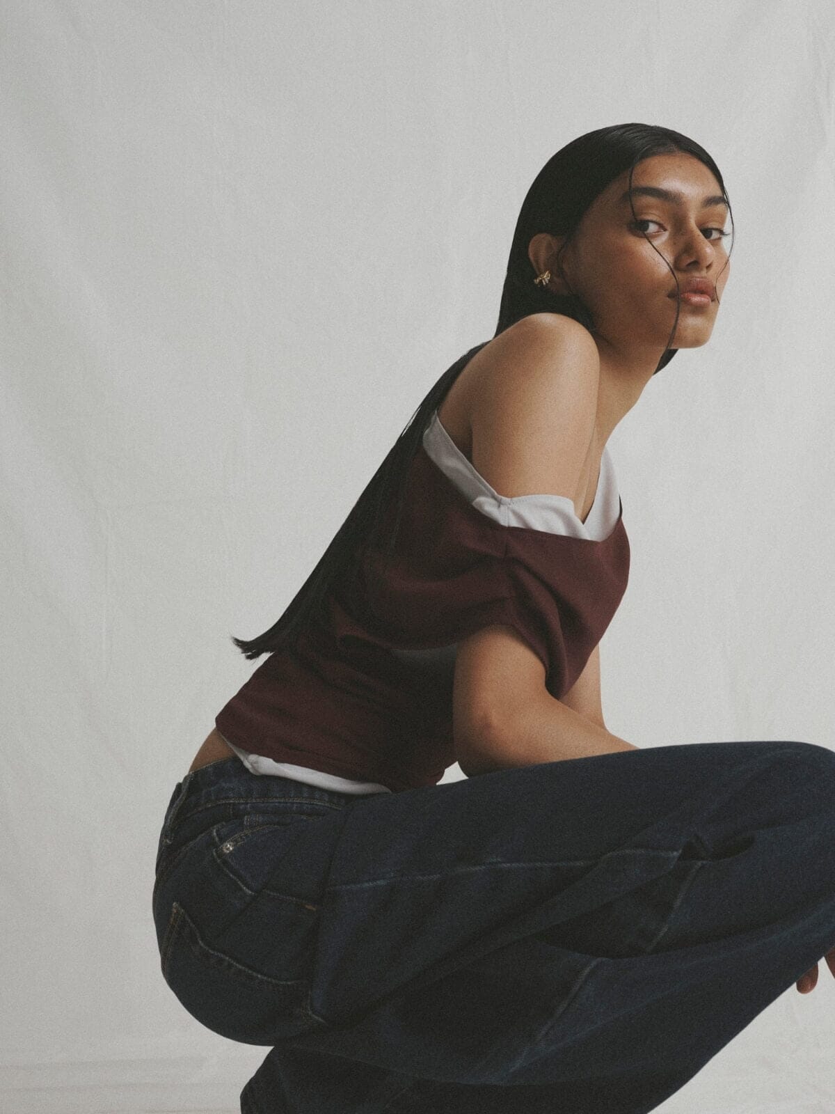 Bardot Top - Merlot/Silver Tops One Of Others 