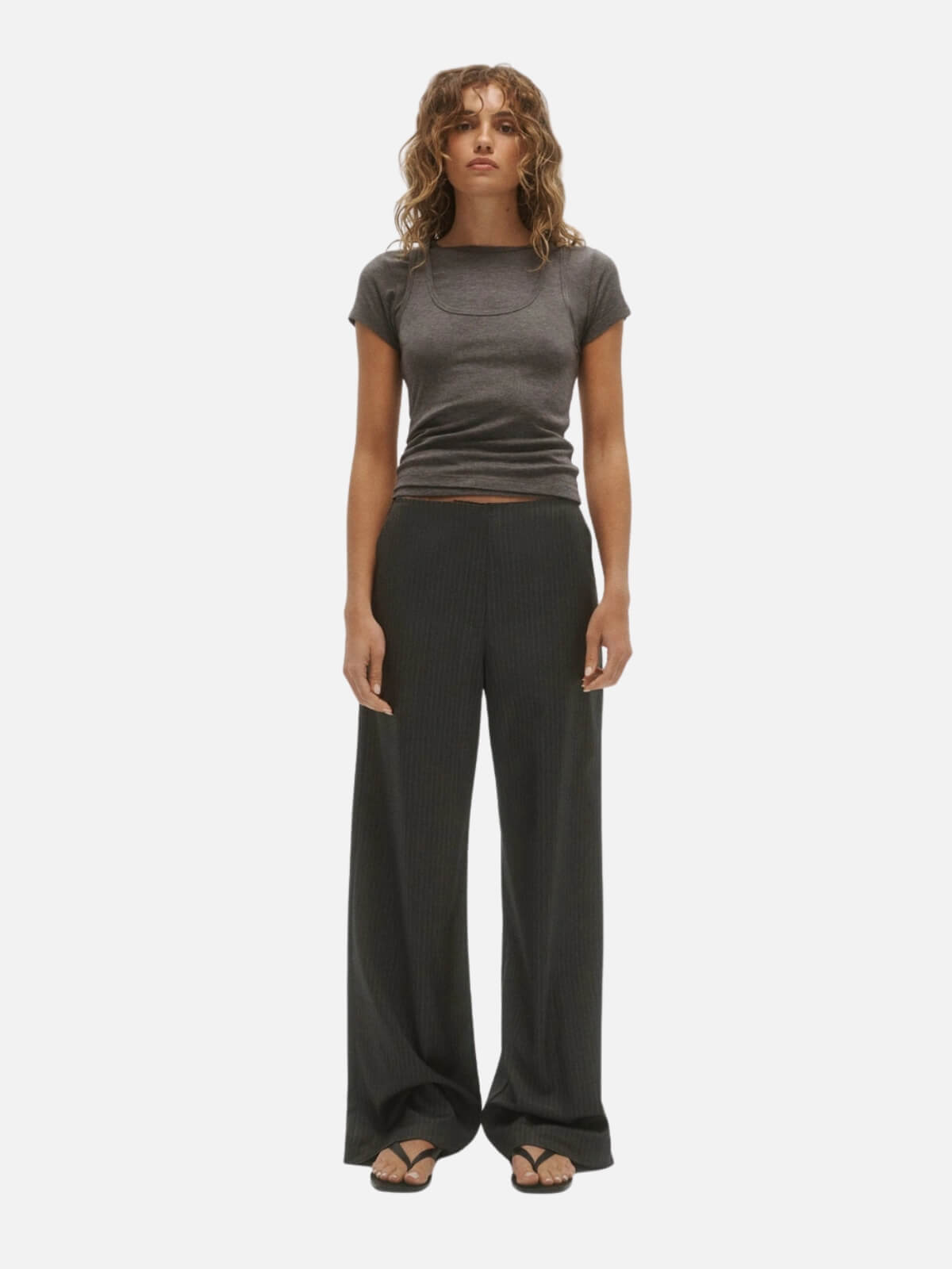 Heath Double Layered Top - Charcoal