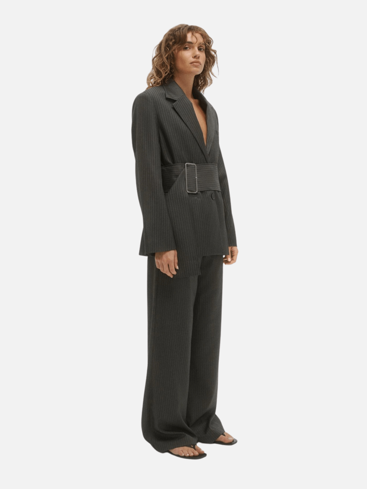 Margot Pant - Grey Pinstripe