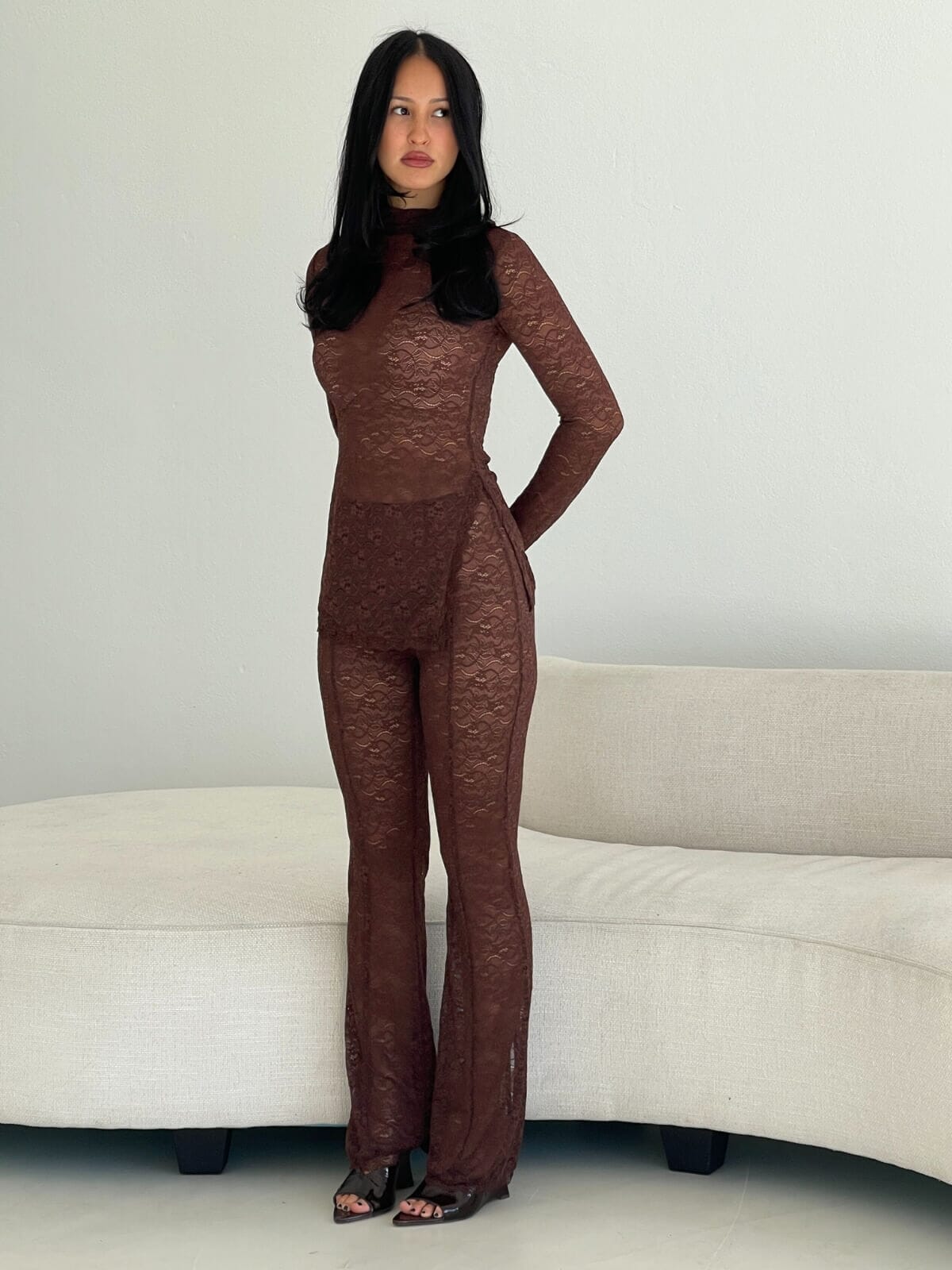 Clive Lace Top - Chocolate Tops Ownley 