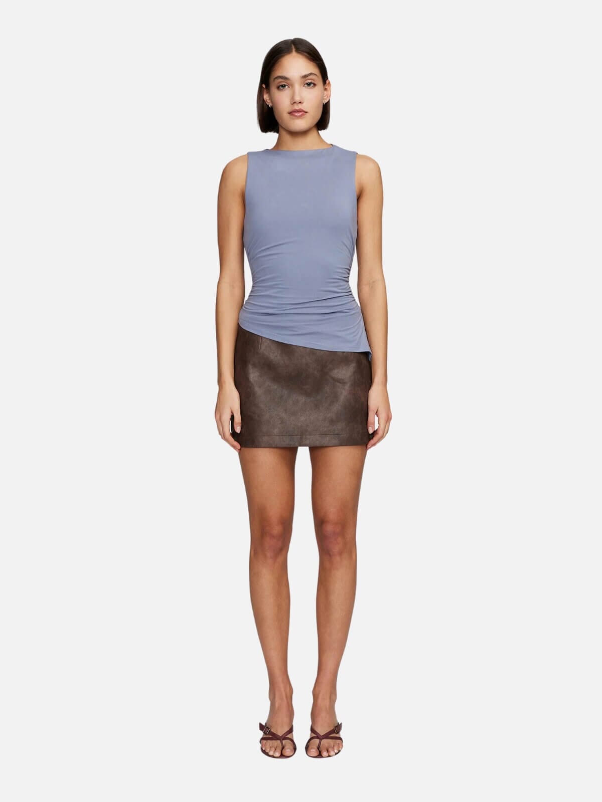 Ownley | Robbie PU Mini Skirt - Chocolate | Perlu