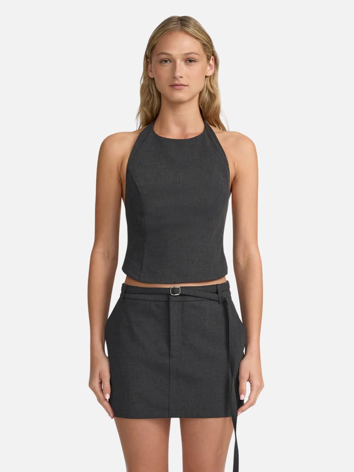 Tosca Backless Halter - Graphite Tops Ownley 
