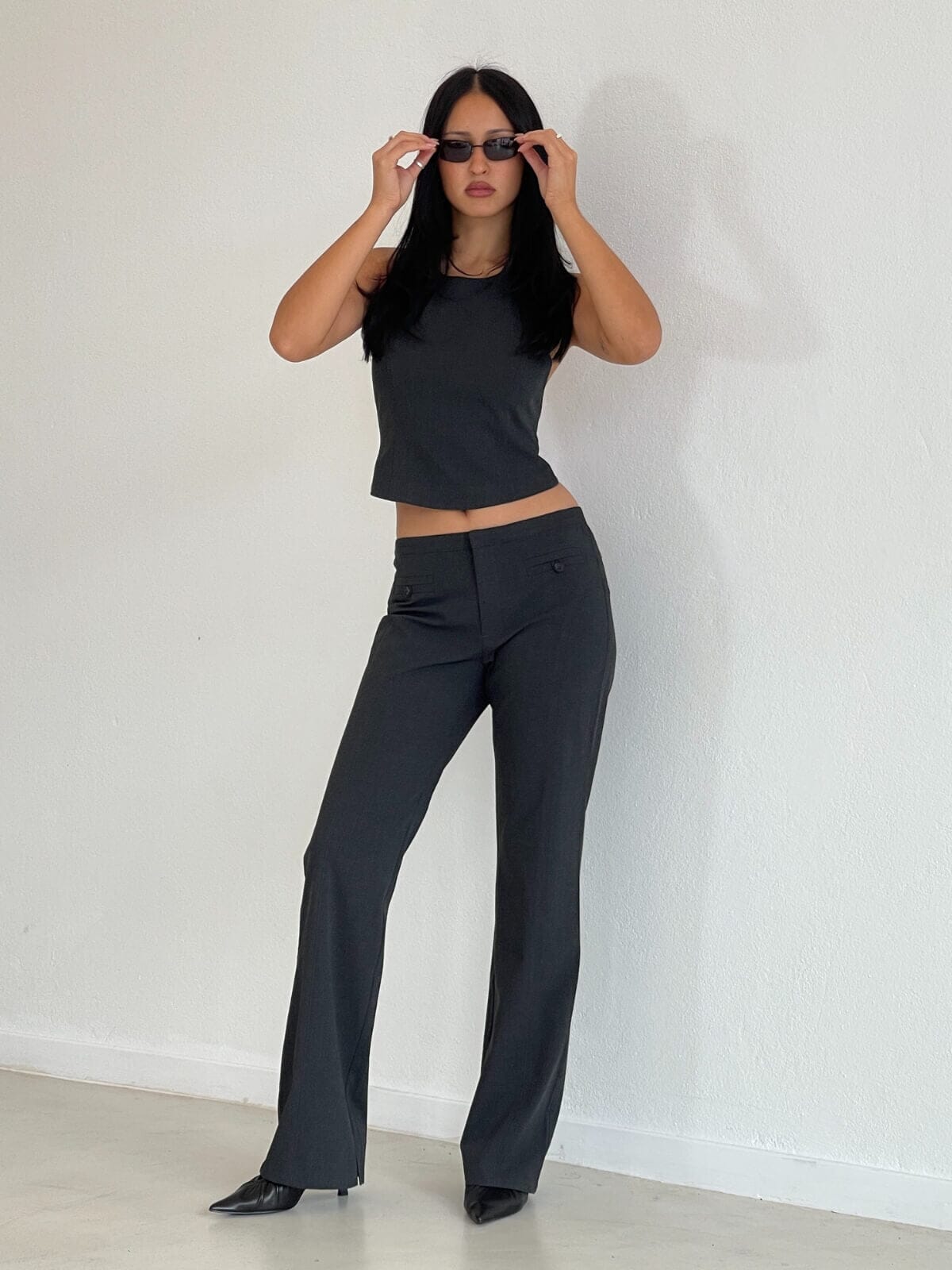 Tosca Backless Halter - Graphite Tops Ownley 