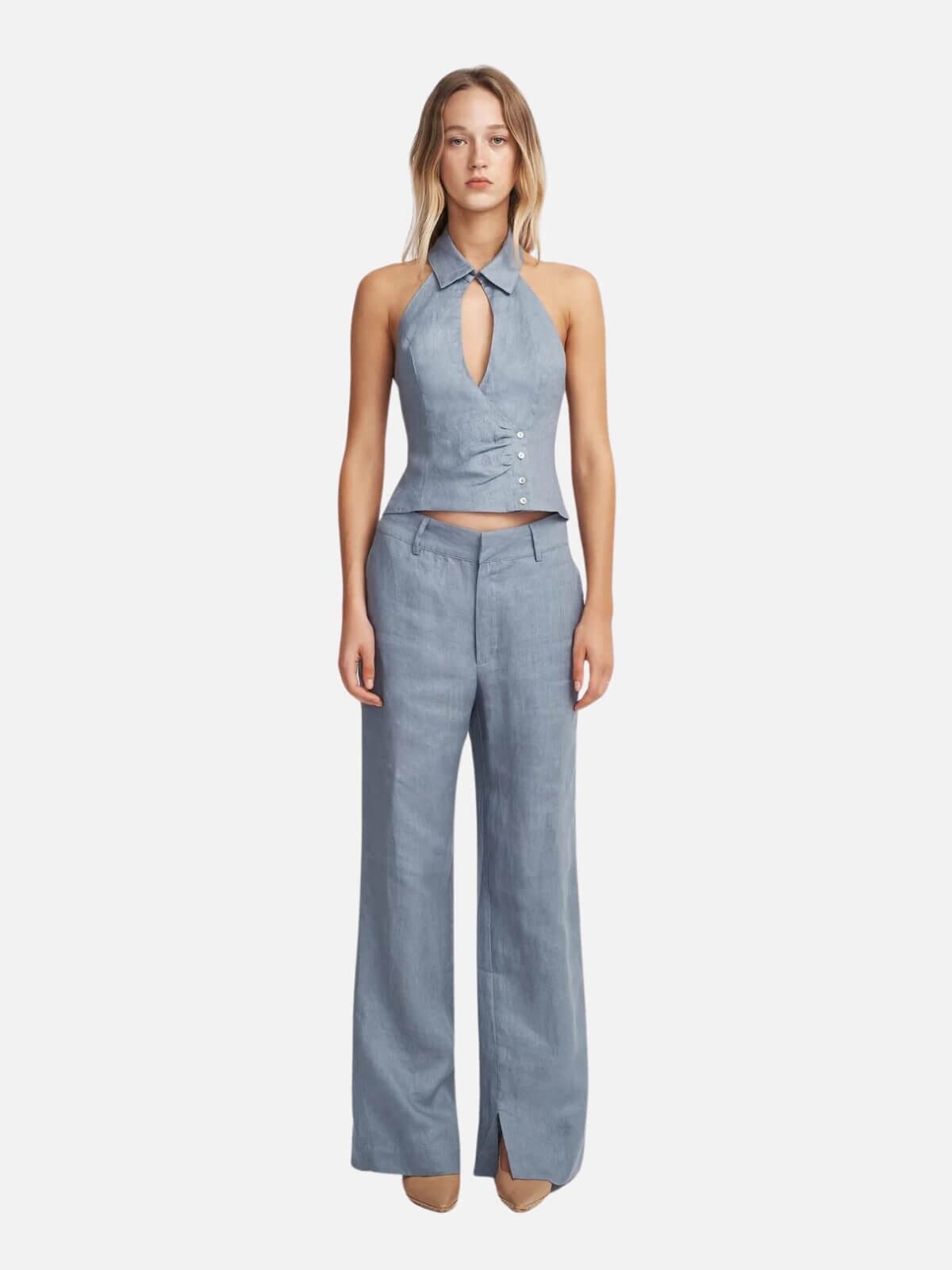 Ownley | Tully Halter Top - Slate | Perlu