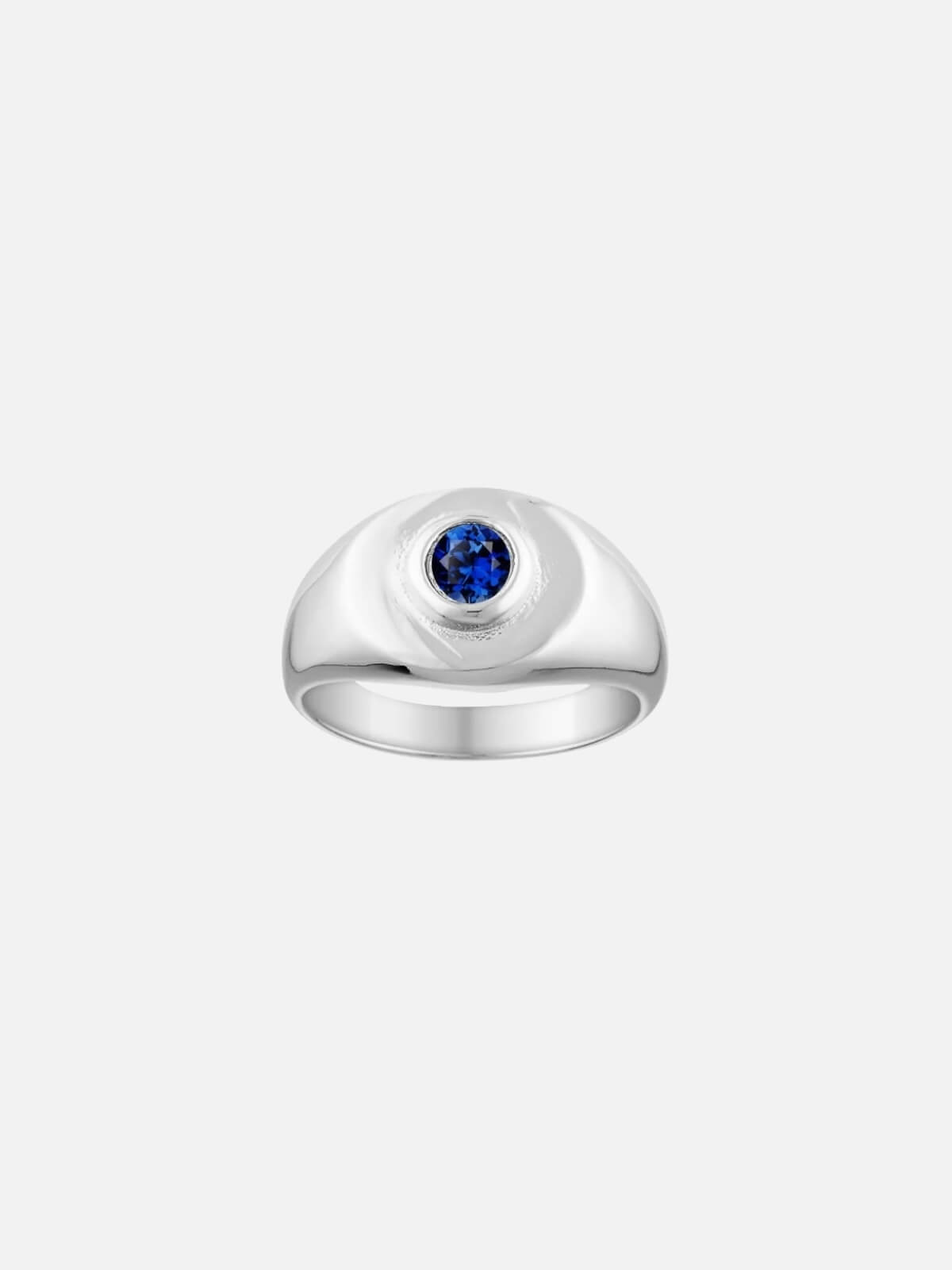 Heritage Signet Ring - White Gold/Royal Blue