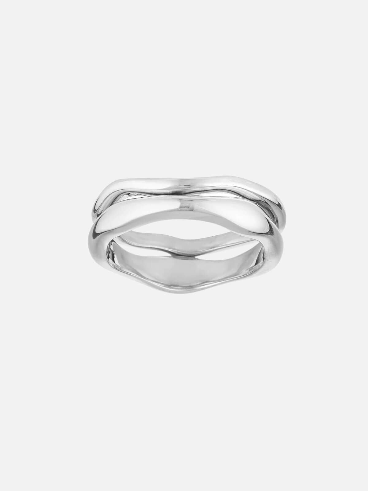 Porter | Wave Ring Set - Silver | Perlu