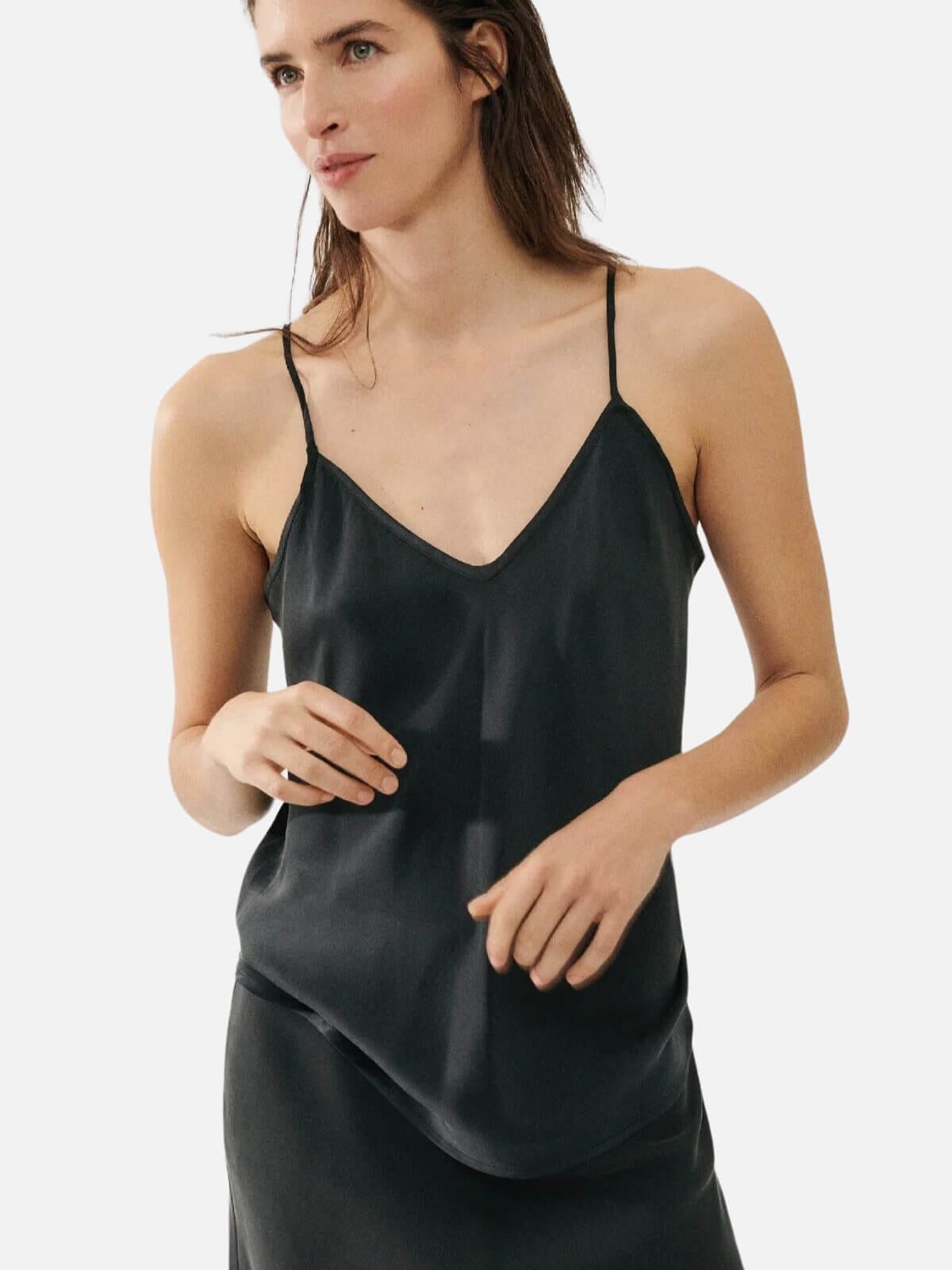 Bias Cut Cami - Black Tops Silk Laundry 