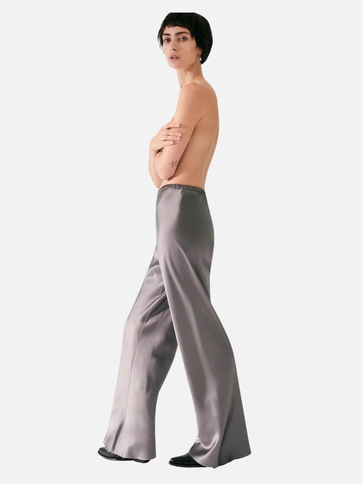 Silk Laundry | Bias Cut Pants - Grey Pearl | Perlu