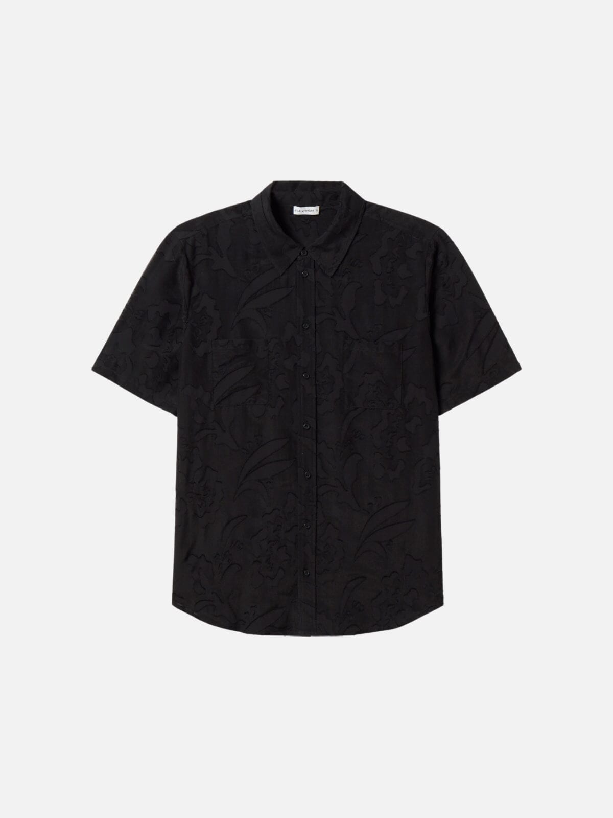 Clip Silk Short Sleeve Boyfriend Shirt - Tulipa Black Shirts Silk Laundry 