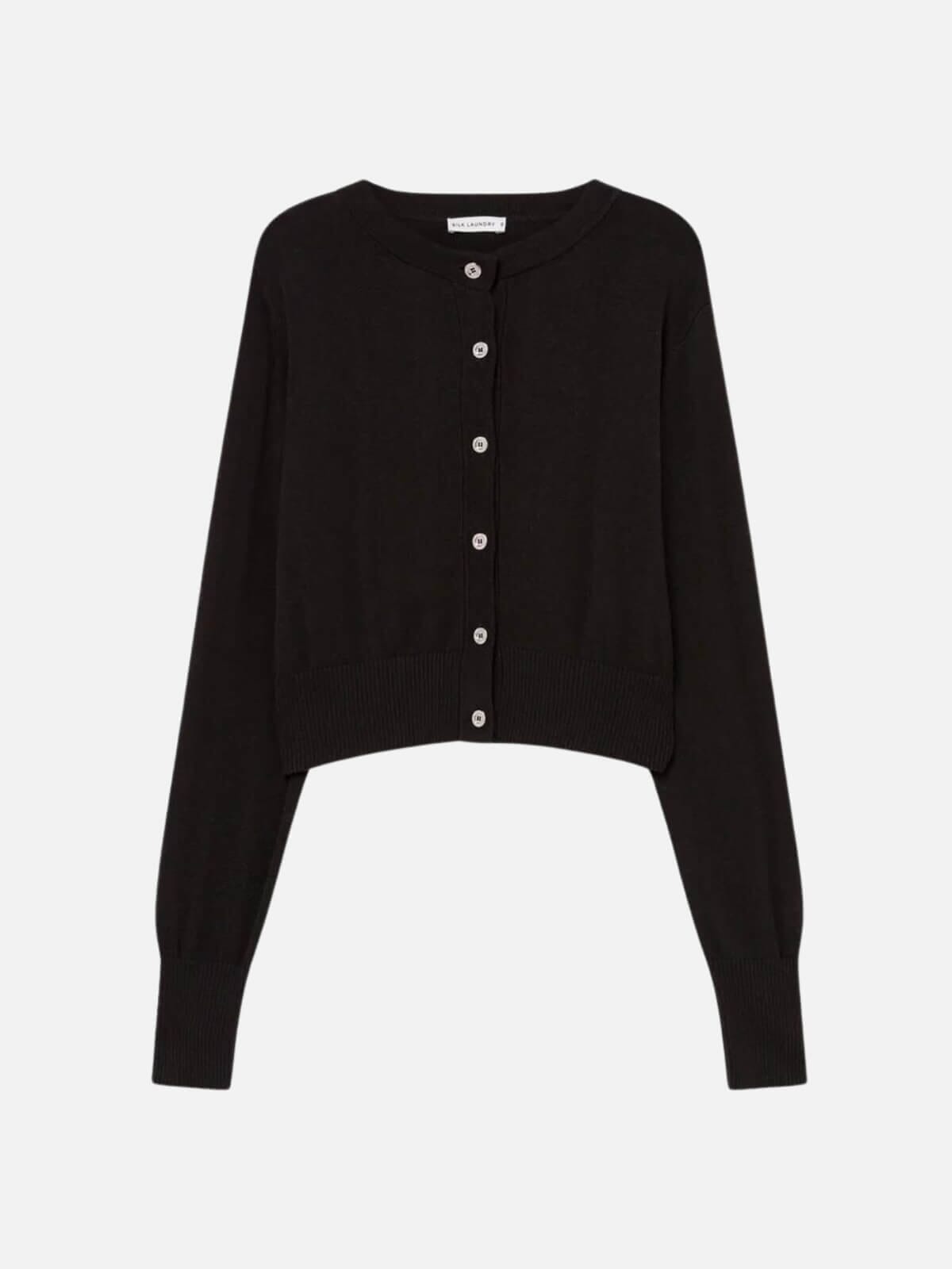 Silk Laundry | Cropped Cardigan - Black | Perlu