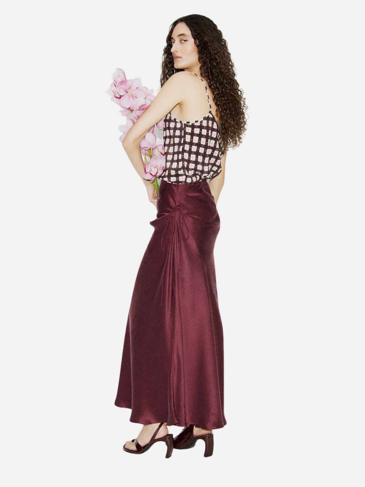 Long Bias Cut Skirt - Deadleaf