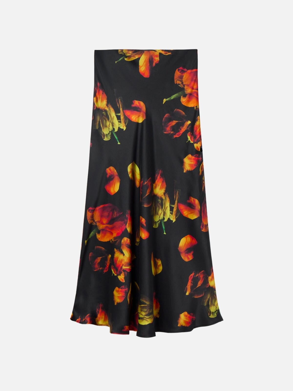 Long Bias Cut Skirt - Tulipa Black Skirts Silk Laundry 