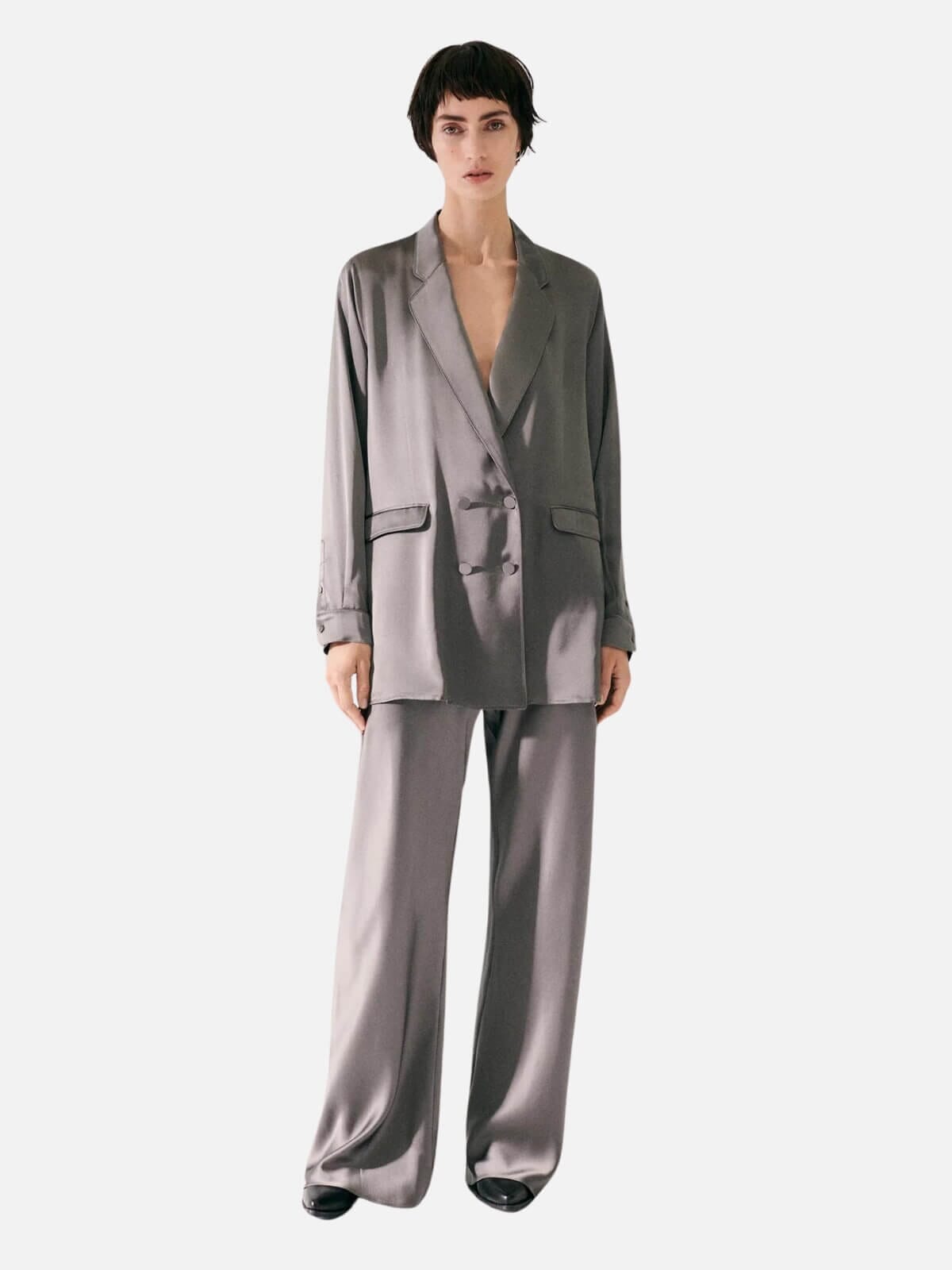 Silk Laundry | Relaxed Blazer - Grey Pearl | Perlu