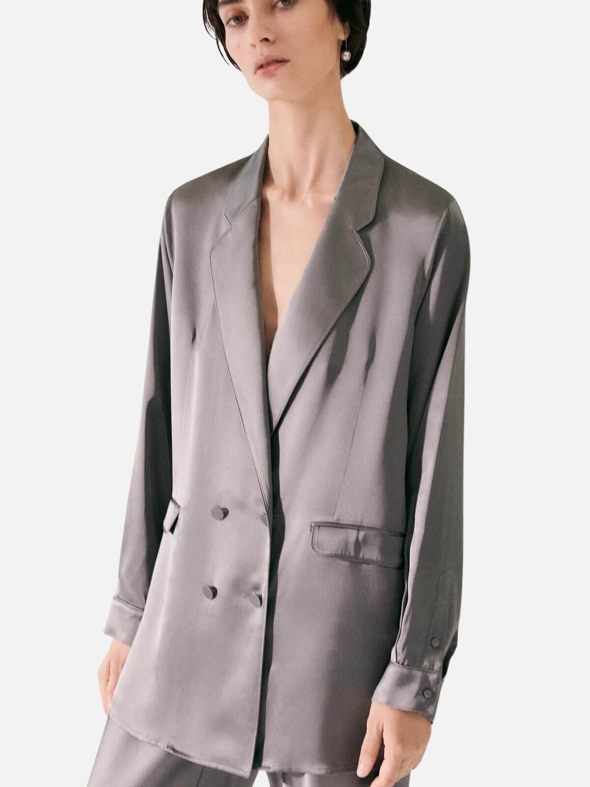 Silk Laundry | Relaxed Blazer - Grey Pearl | Perlu