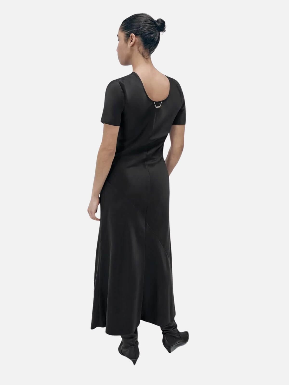 Silk Laundry | Short Sleeve Bias Dress - Black | Perlu