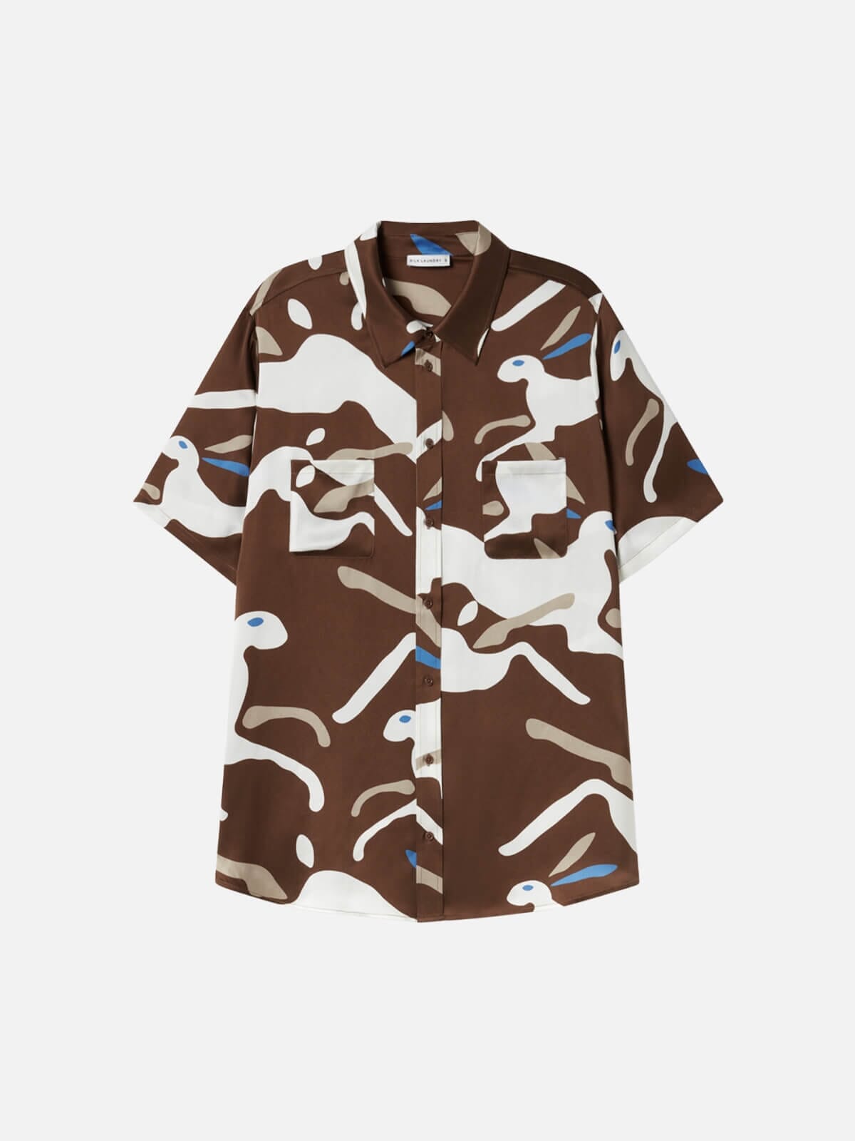 Silk Laundry | Short Sleeve Boyfriend Shirt - Rabbit Dark Earth | Perlu