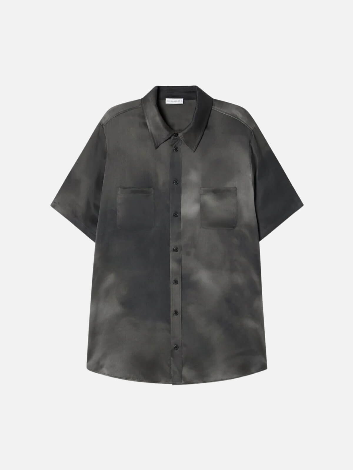 Silk Laundry | Short Sleeve Boyfriend Shirt - Smoke | Perlu