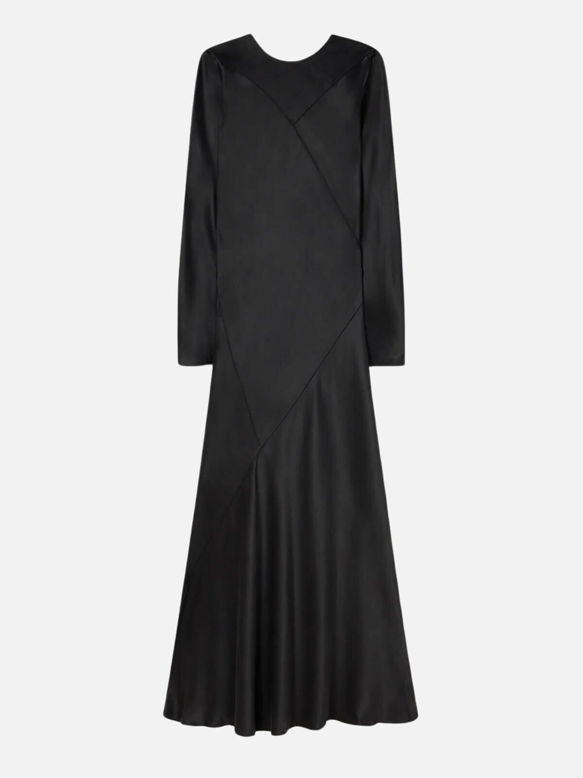 Silk Laundry | Splice Full Sleeve Bias Dress - Black | Perlu