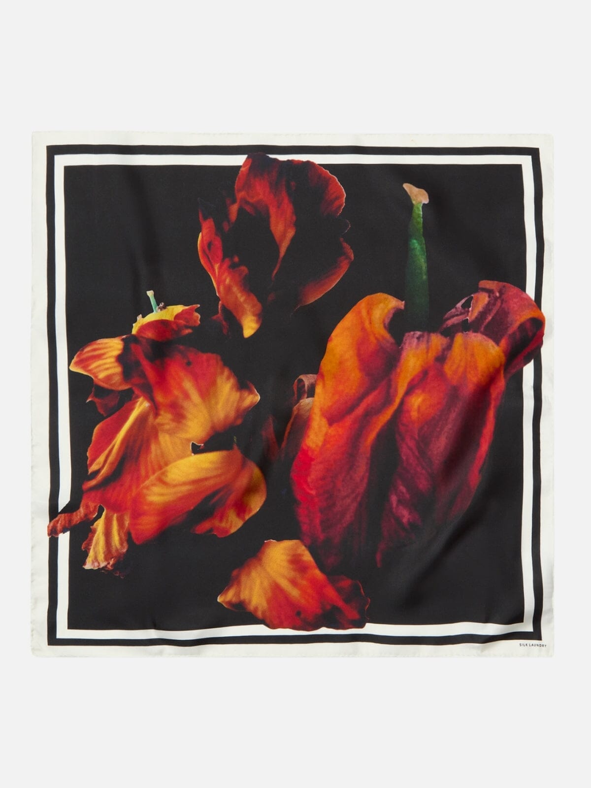 Silk Laundry | Twill Scarf - Tulipa Black | Perlu