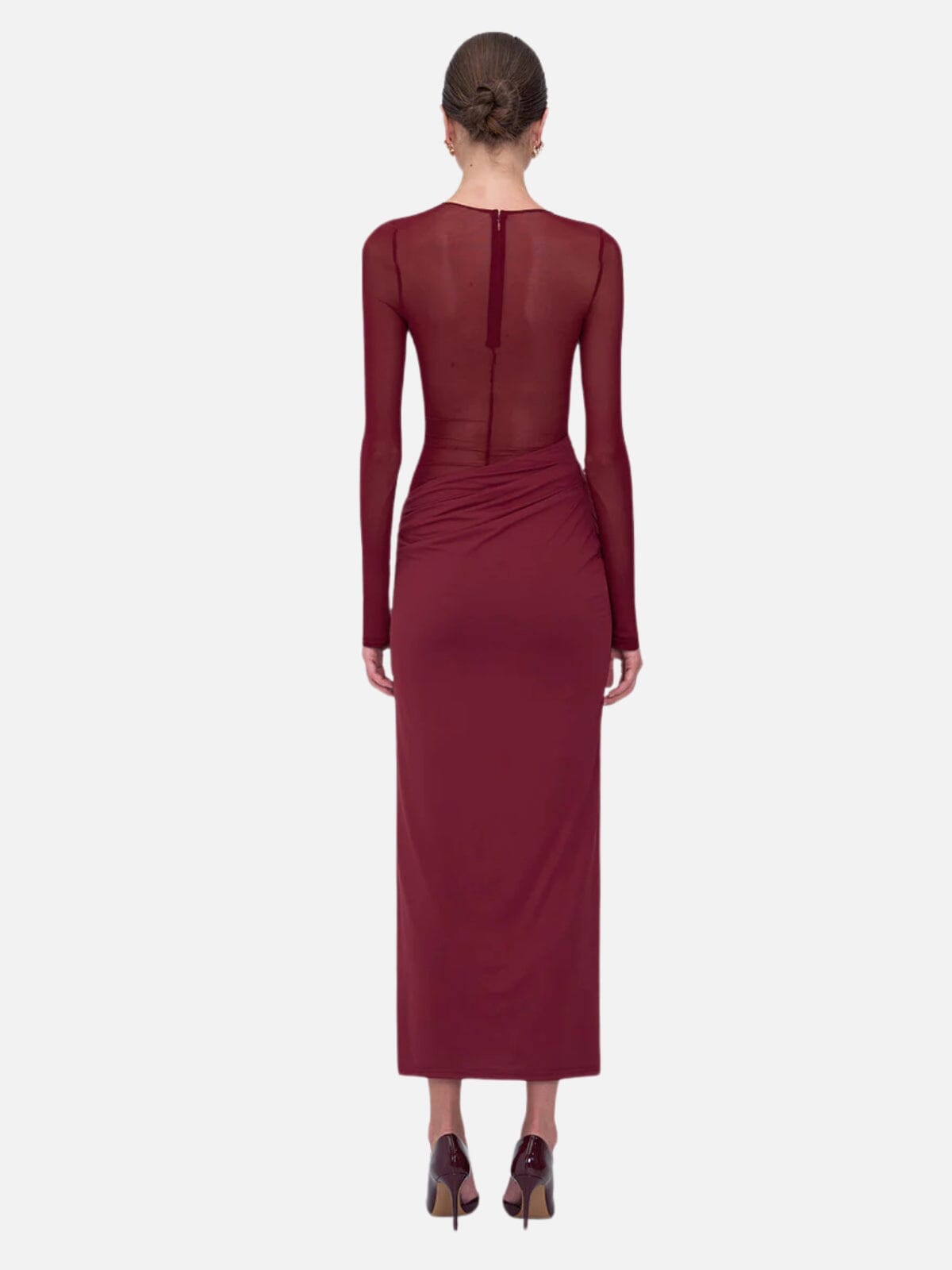 Suboo | Auguste Long Sleeve Mesh Jersey Maxi - Bordeaux | Perlu