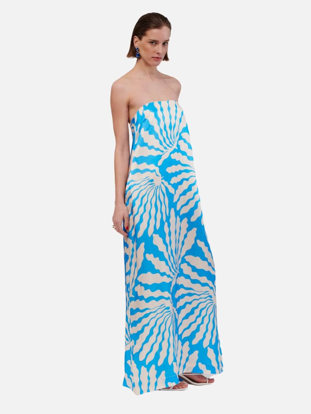 Palma Trapeze Maxi Dress - Blue Dresses & Jumpsuits SUBOO 