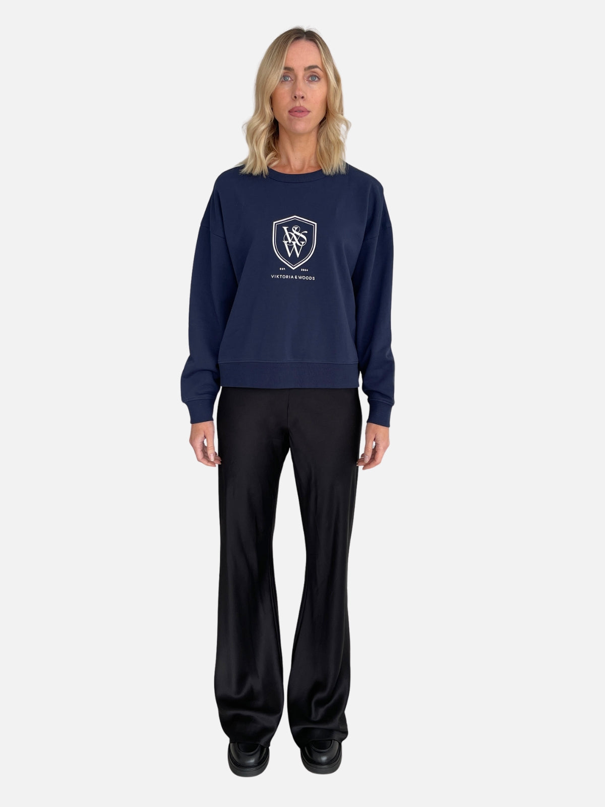 V&W Crest Sweater - Navy