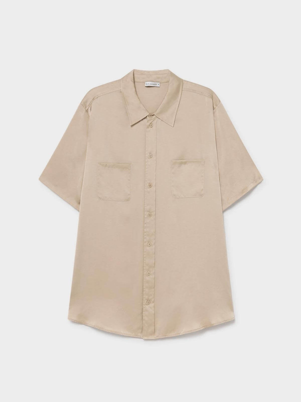 Short Sleeved Boyfriend Shirt - Hazelnut Tops Silk Laundry Silk Laundry | Short Sleeved Boyfriend Shirt - Hazelnut | Perlu