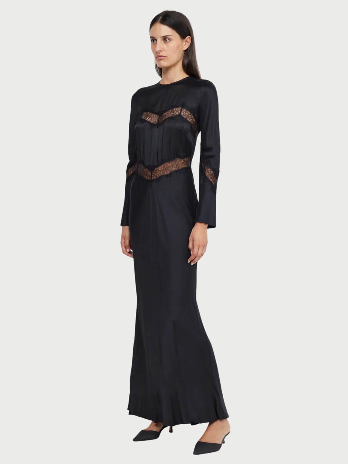 Bec + Bridge | Spencer Lace Long Sleeve Maxi Dress - Black | Perlu